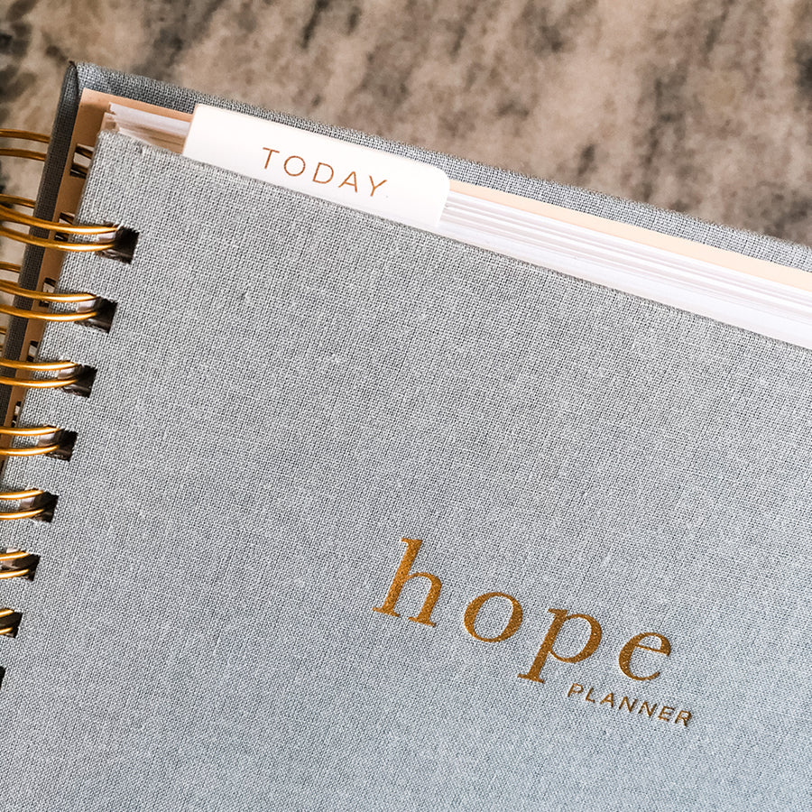 linen wrapped cover of the Hope Planner