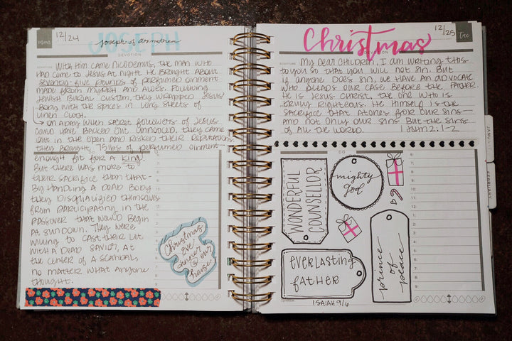 christian daily planner with devotional, schedule and task list